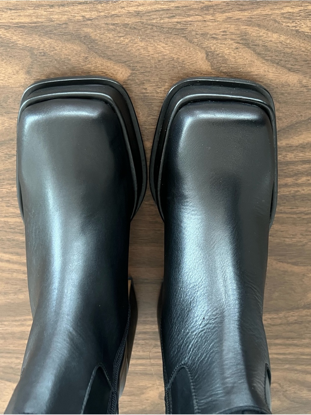 L'INTERVALLE Black Platform Knee-High Chunky Square Toe Heeled Boots 38 - Picture 7 of 8